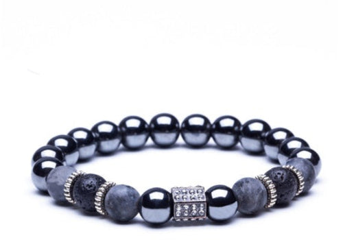 Micro-inlaid crown 6mm matte black plus copper bead bracelet copper