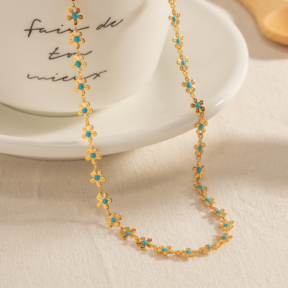 National Style Pastoral Oil-spot Glaze Flowers Necklace Bracelet