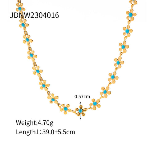 National Style Pastoral Oil-spot Glaze Flowers Necklace Bracelet