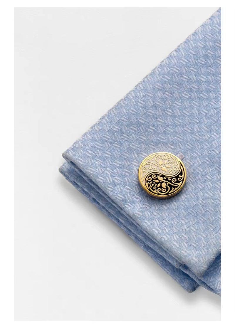 Shirt Cufflinks for Mens Chinese Style Tai Chi Kung Fu Gossip Rose Cuff Links Buttons Suit Wedding Custom Clothing Accessories