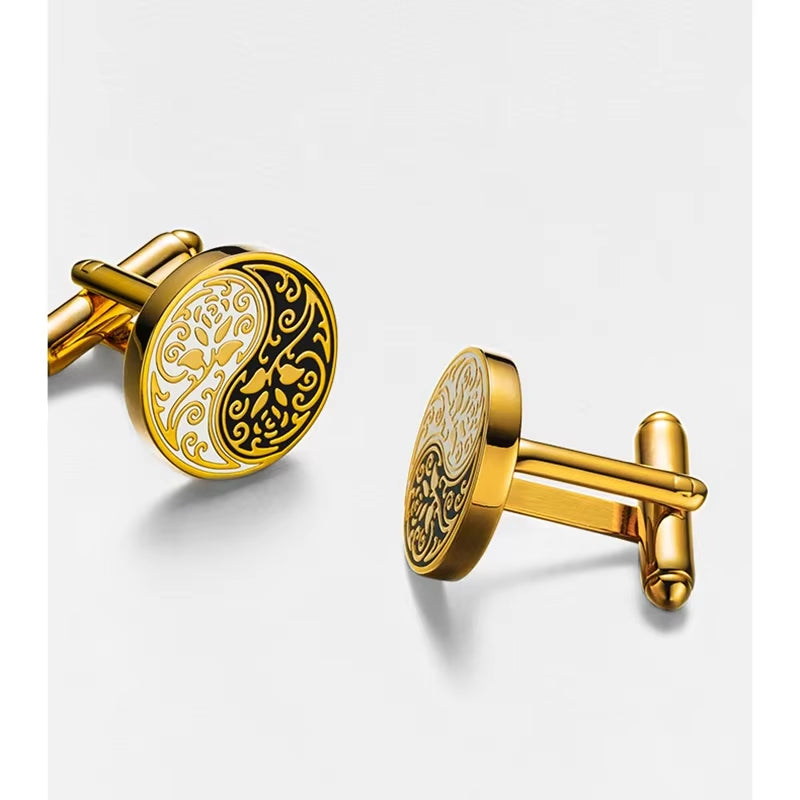 Shirt Cufflinks for Mens Chinese Style Tai Chi Kung Fu Gossip Rose Cuff Links Buttons Suit Wedding Custom Clothing Accessories