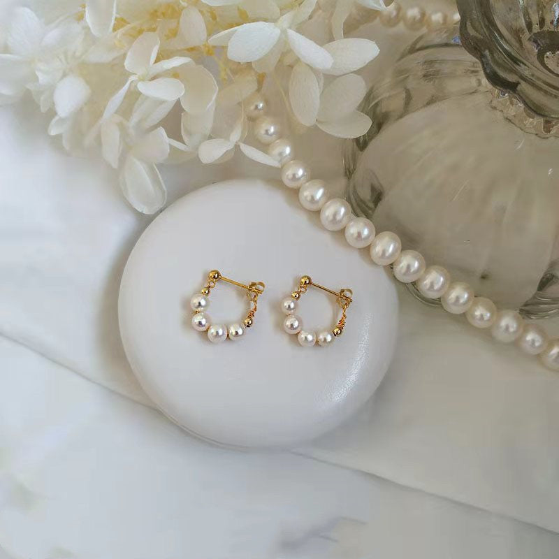 Silver Needle Japanese And Korean Pearl Earrings Non-piercing