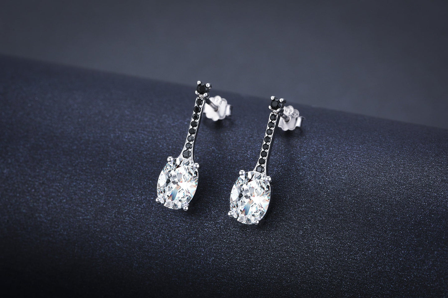 All-match Oval Zircon 925 Silver plated Earrings