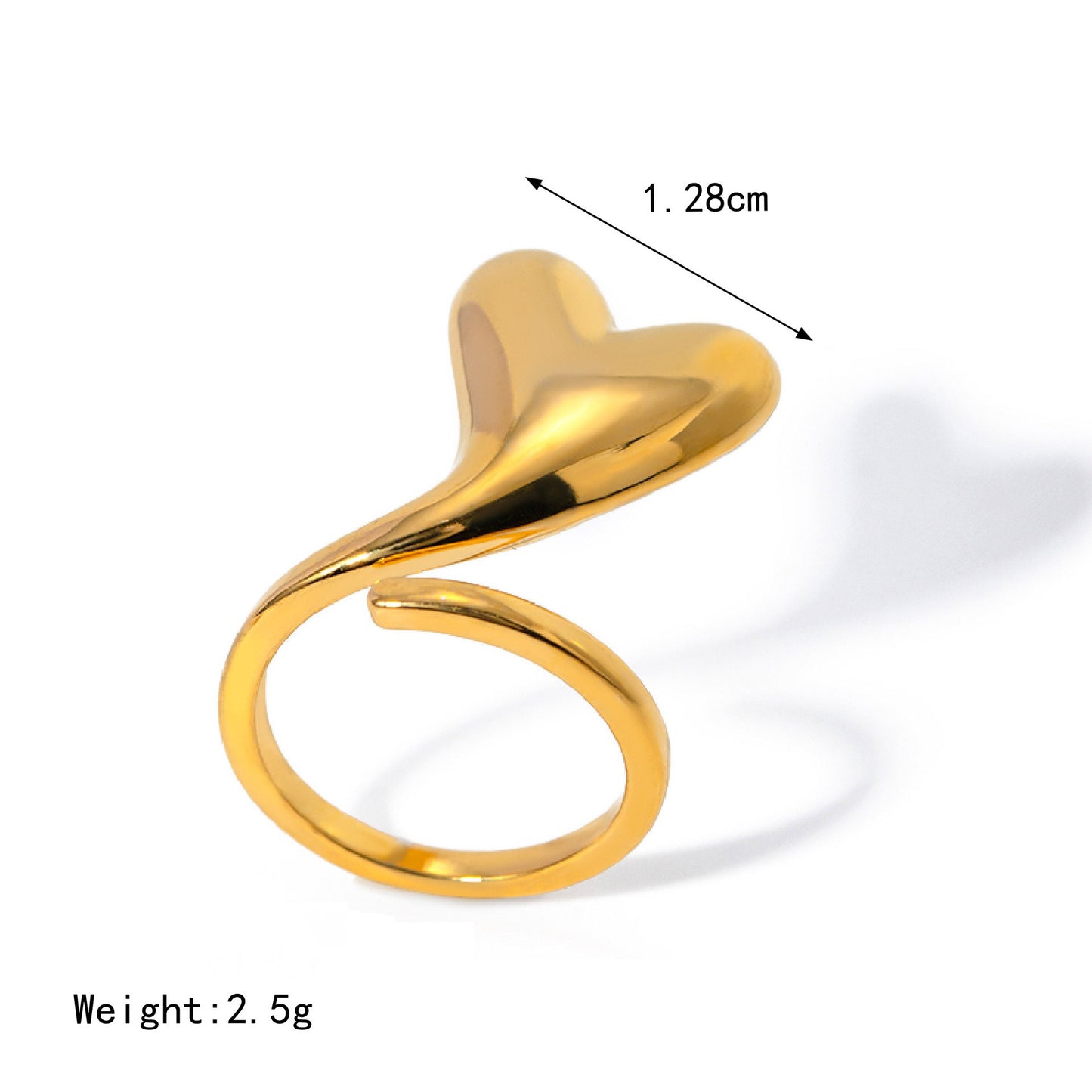 18K gold trendy unique heart-shaped design simple style ring