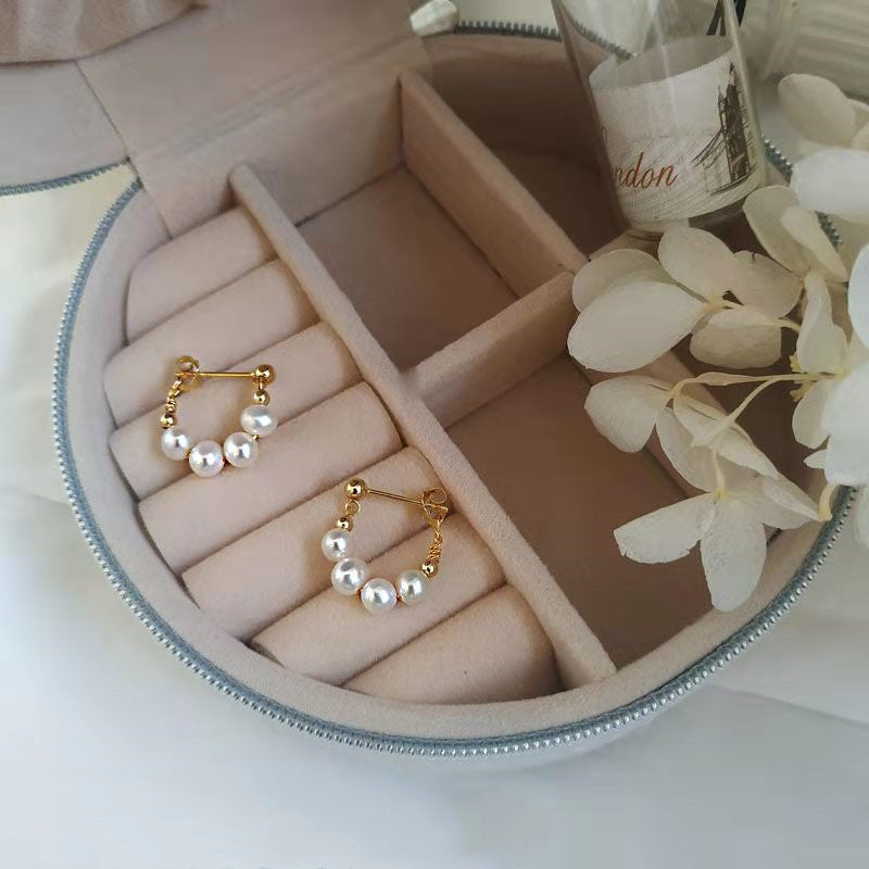 Silver Needle Japanese And Korean Pearl Earrings Non-piercing