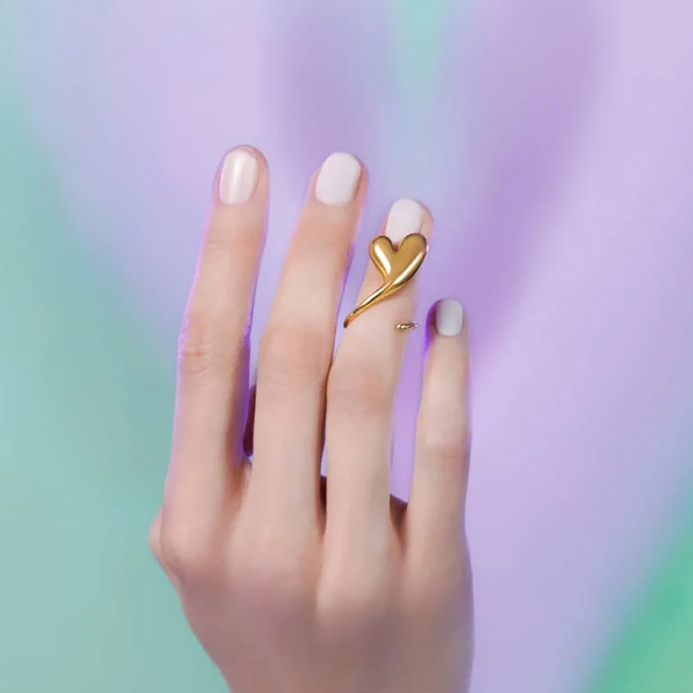 18K gold trendy unique heart-shaped design simple style ring