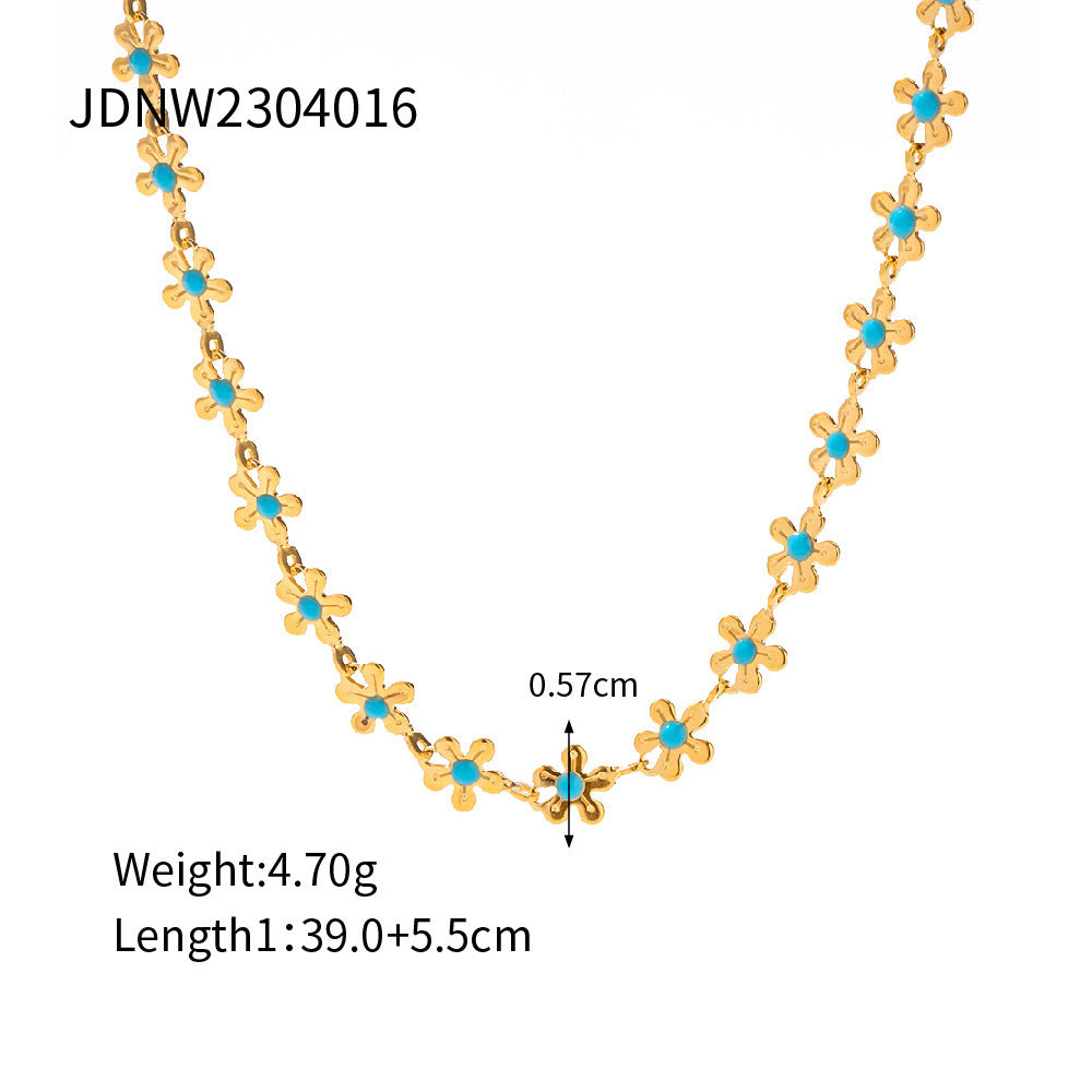 National Style Pastoral Oil-spot Glaze Flowers Necklace Bracelet