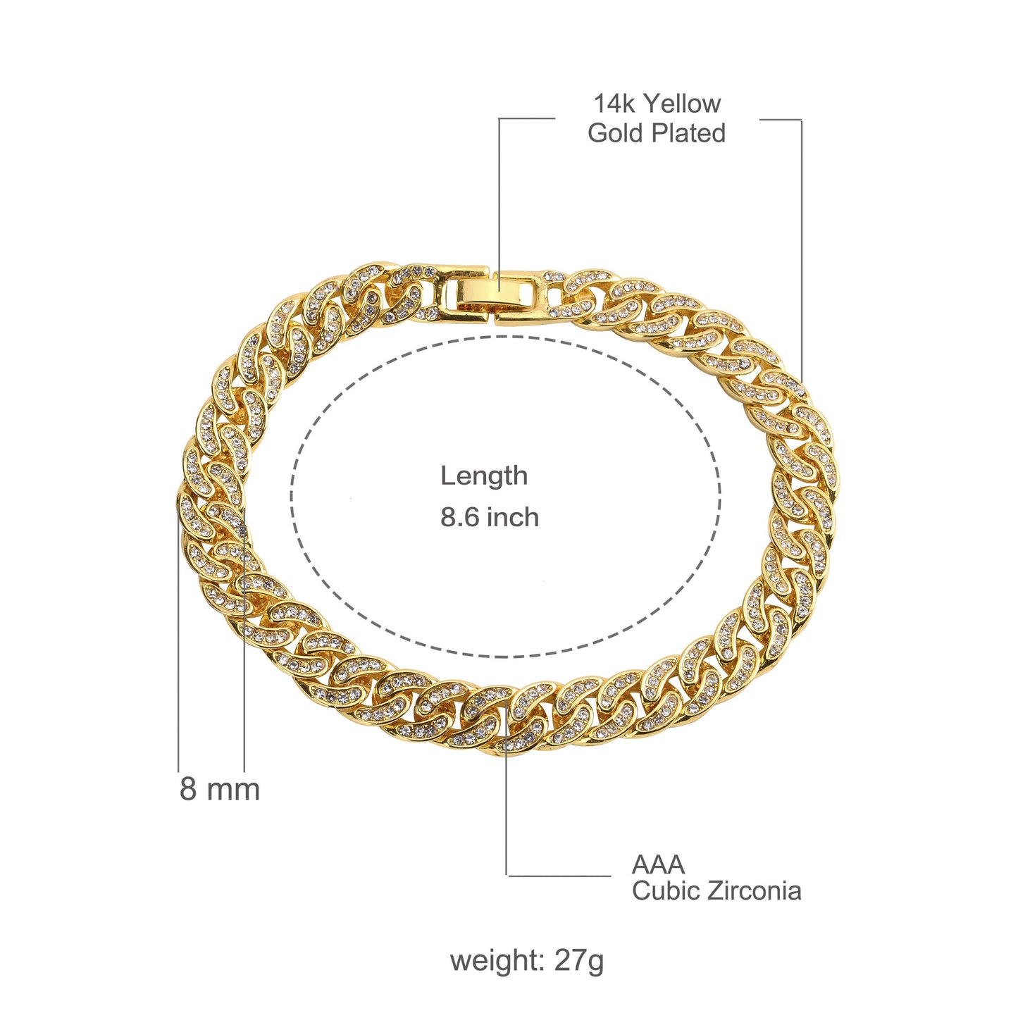 CREW BM 8 MM Cuban Bracelet | 970751 Bling Master Rhinestone Bracelet