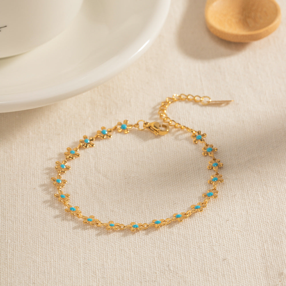 National Style Pastoral Oil-spot Glaze Flowers Necklace Bracelet