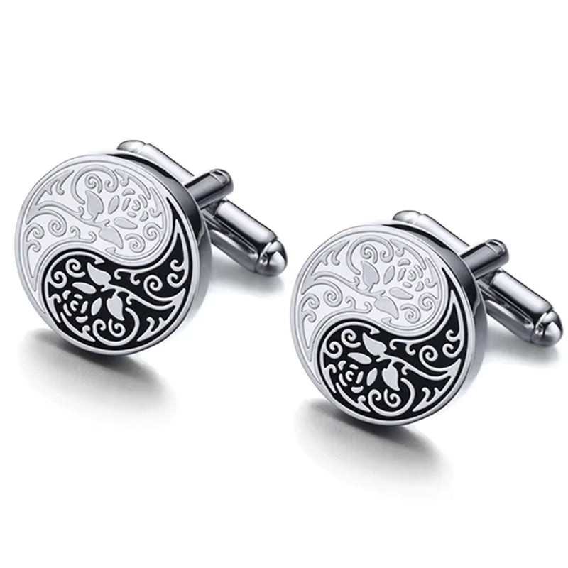 Shirt Cufflinks for Mens Chinese Style Tai Chi Kung Fu Gossip Rose Cuff Links Buttons Suit Wedding Custom Clothing Accessories