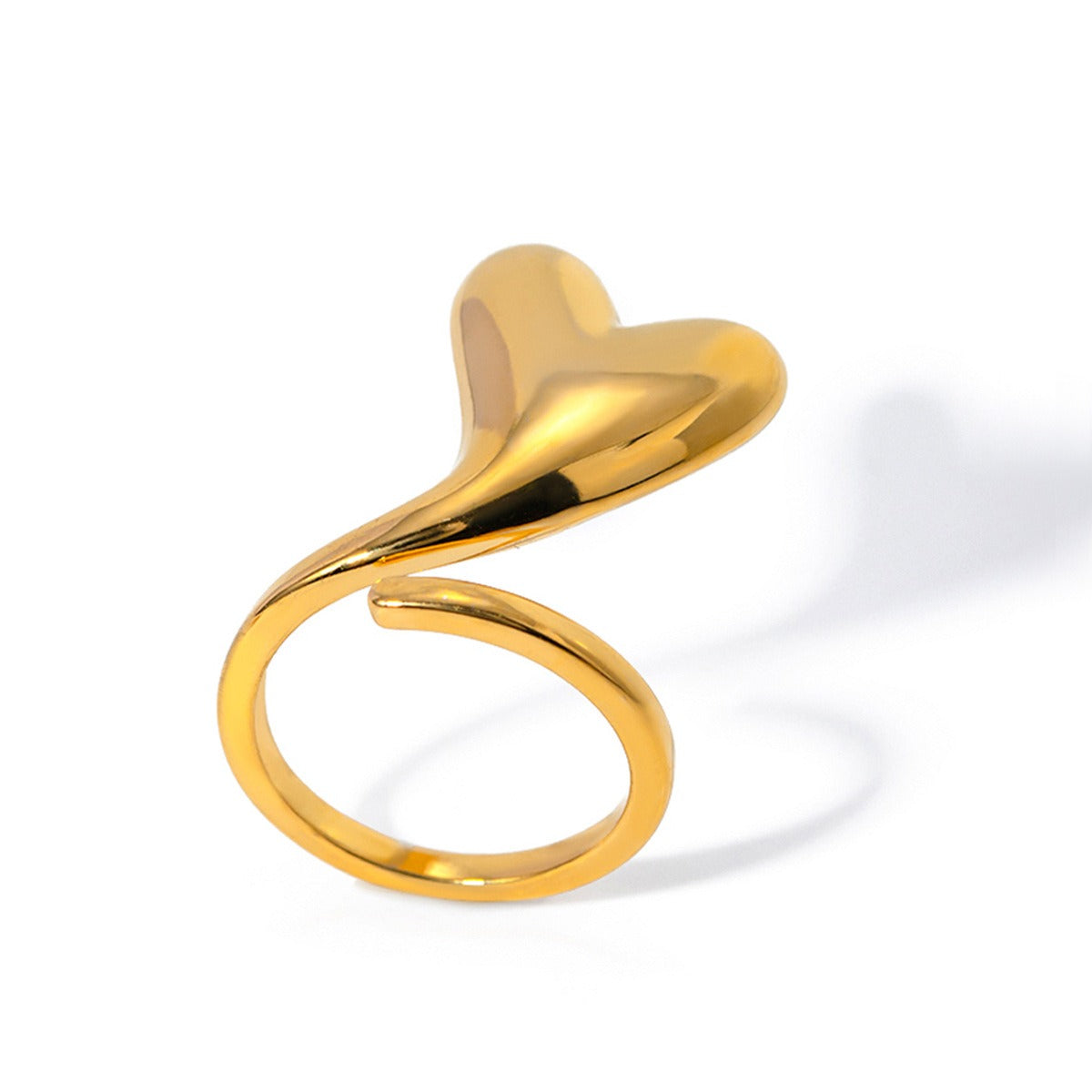 18K gold trendy unique heart-shaped design simple style ring