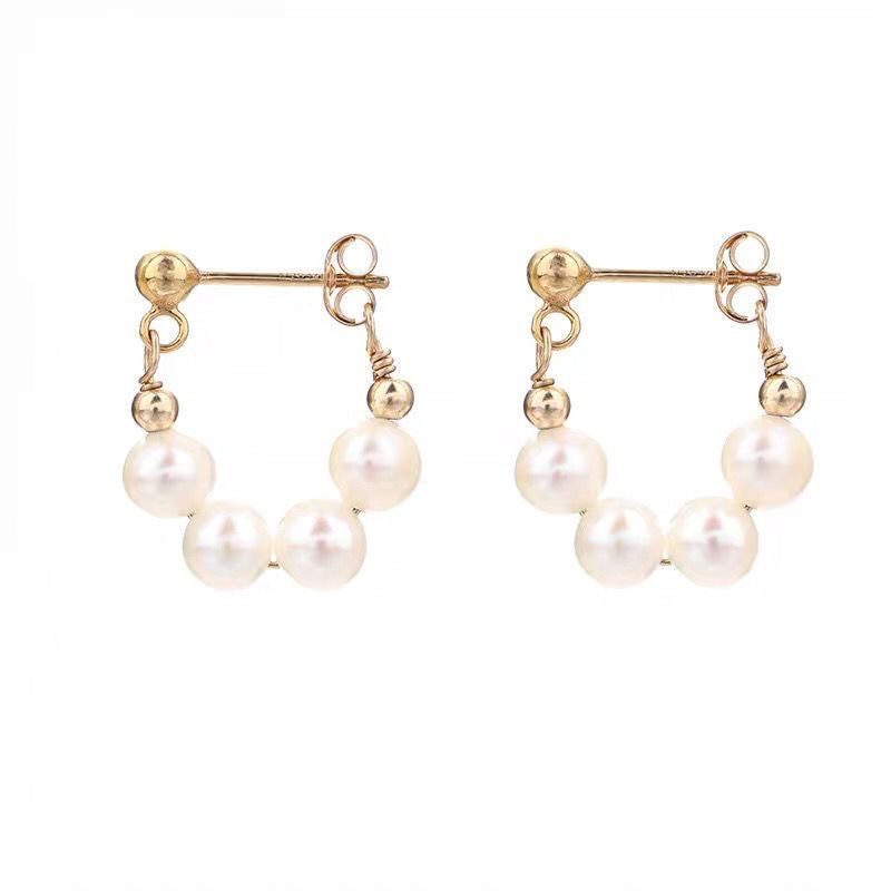 Silver Needle Japanese And Korean Pearl Earrings Non-piercing