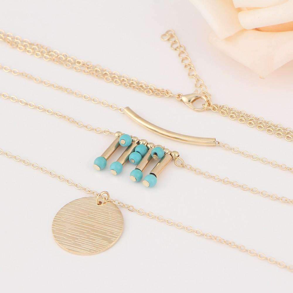 Turquoise Multilayer Necklace Three Layer Necklace