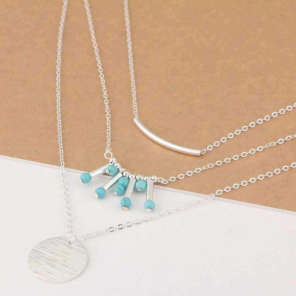 Turquoise Multilayer Necklace Three Layer Necklace