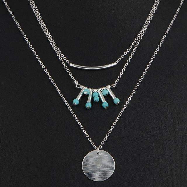 Turquoise Multilayer Necklace Three Layer Necklace