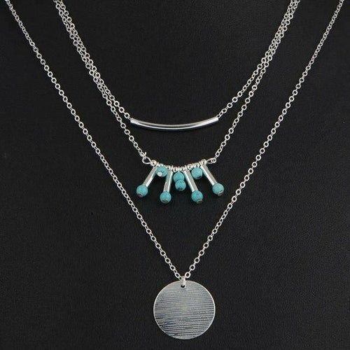 Turquoise Multilayer Necklace Three Layer Necklace
