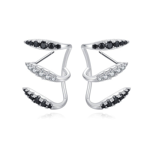 Three-claw Ear Clip 925 Silver Simple Zircon Earrings