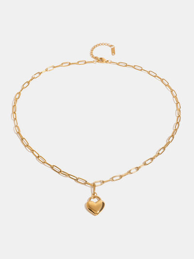 18K Gold-Plated Stainless Steel Heart Pendant Necklace Heart Pendant Jewelry