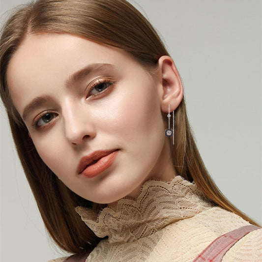 Light Luxury Long 925 silver  Zircon Earrings