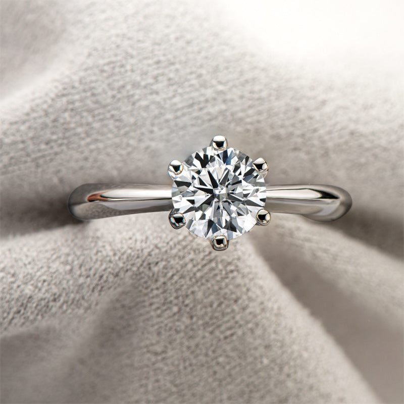 Moissanite Ring Classic Six Prongs 1 Carat 925 Sterling Silver