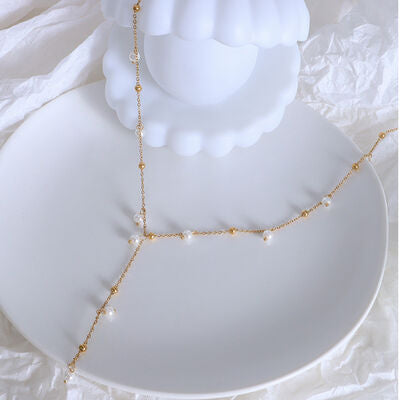 Stunning 18K Gold-Plated Pearl Drop Necklace for Chic Style