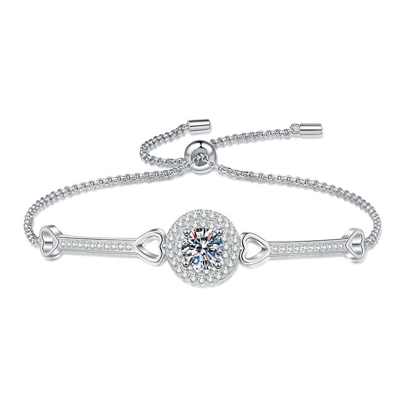 European And American 925 Sterling Silver Women's Luxury Round Bag High-grade 1 Karat Moissanite Bracelet