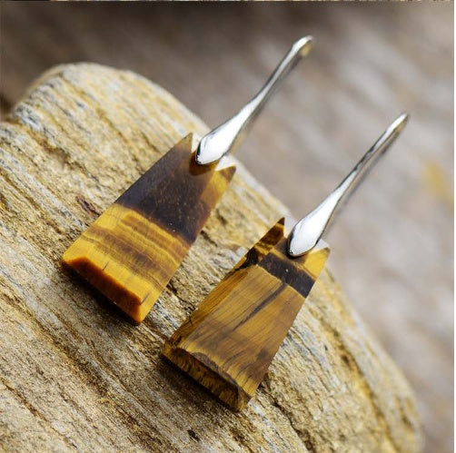 Bohemian Geometric Pendant Earrings Natural Stone Ornament Jewelry