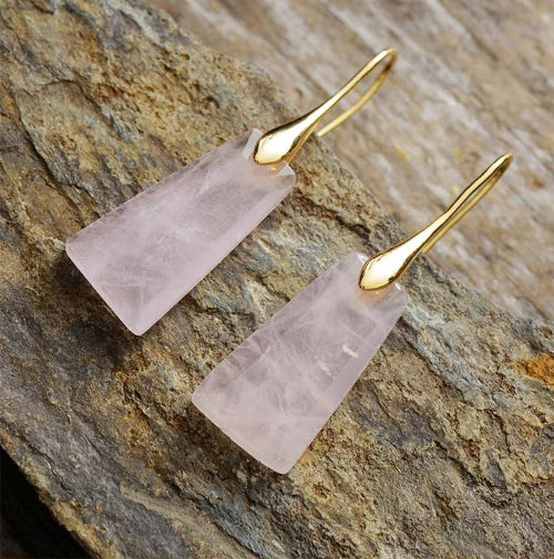 Bohemian Geometric Pendant Earrings Natural Stone Ornament Jewelry