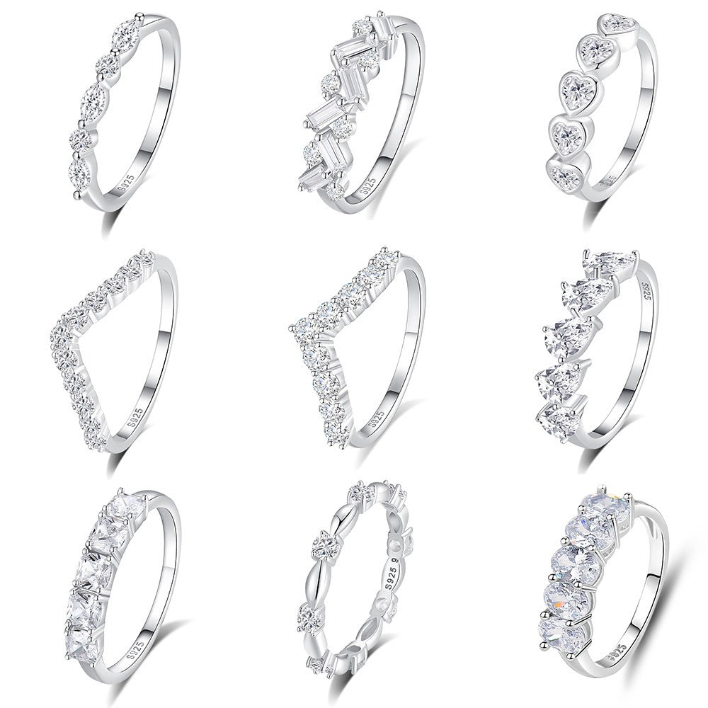S925 silver diamond design beautiful dazzling ring