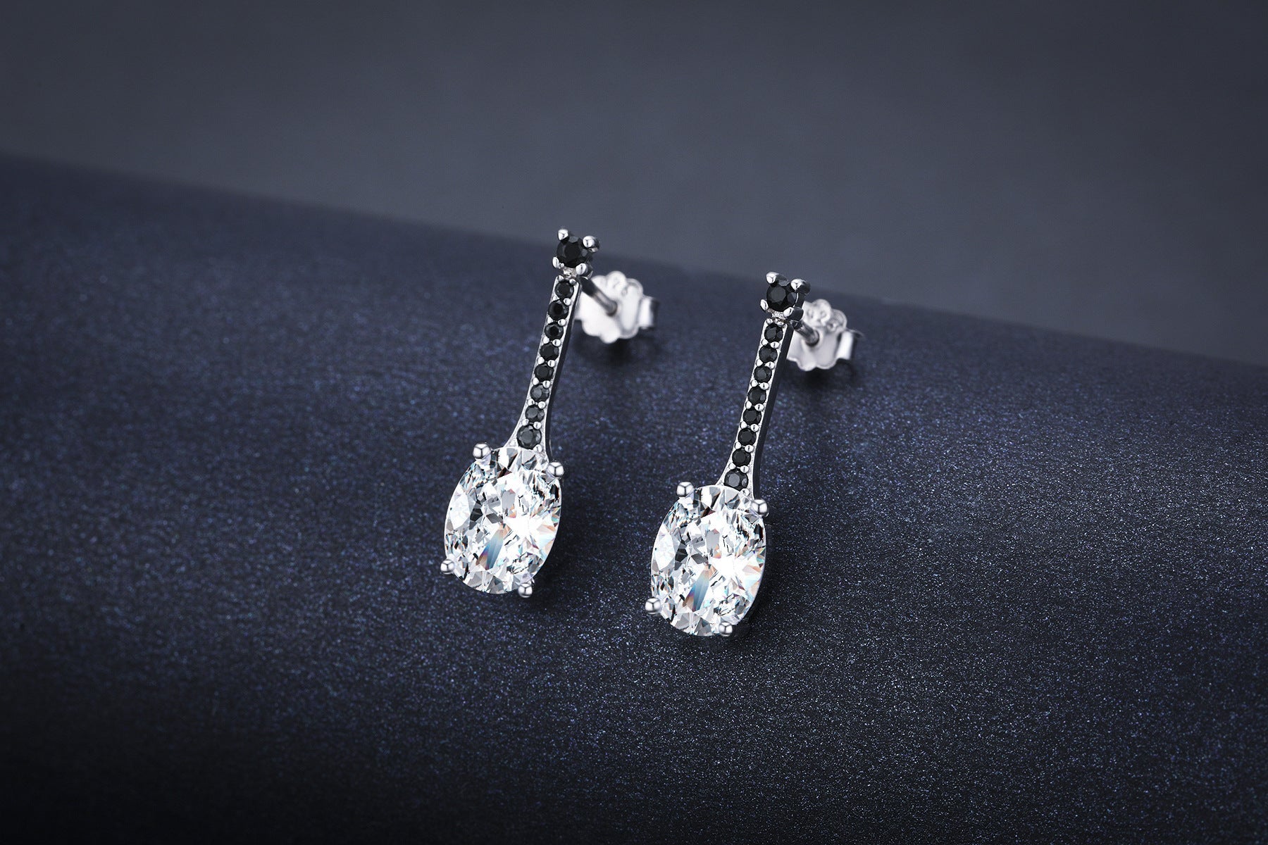 All-match Oval Zircon 925 Silver plated Earrings