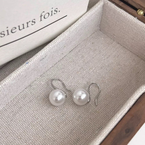 Silver Needle Japanese And Korean Pearl Earrings Non-piercing