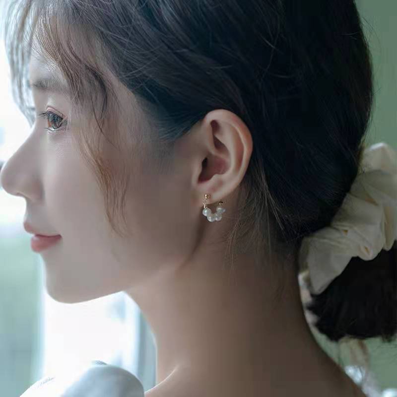 Silver Needle Japanese And Korean Pearl Earrings Non-piercing