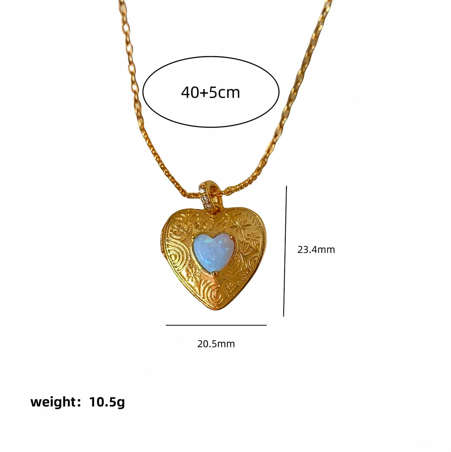 18K gold heart-shaped/book-shaped necklace with texture and openable design, trendy and unique