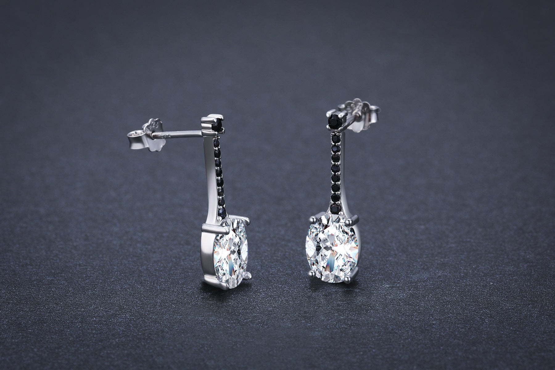 All-match Oval Zircon 925 Silver plated Earrings