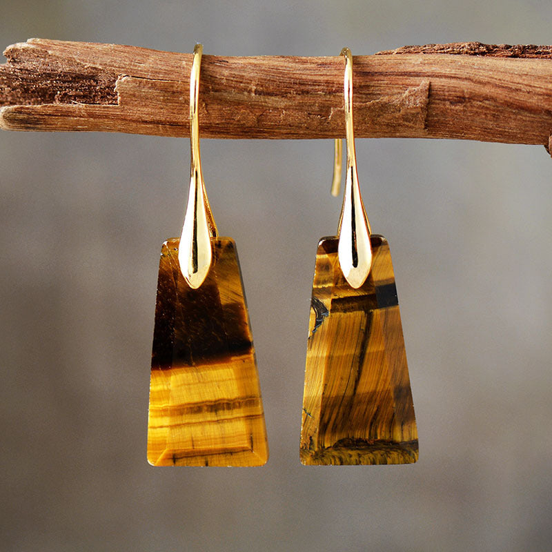 Bohemian Geometric Pendant Earrings Natural Stone Ornament Jewelry
