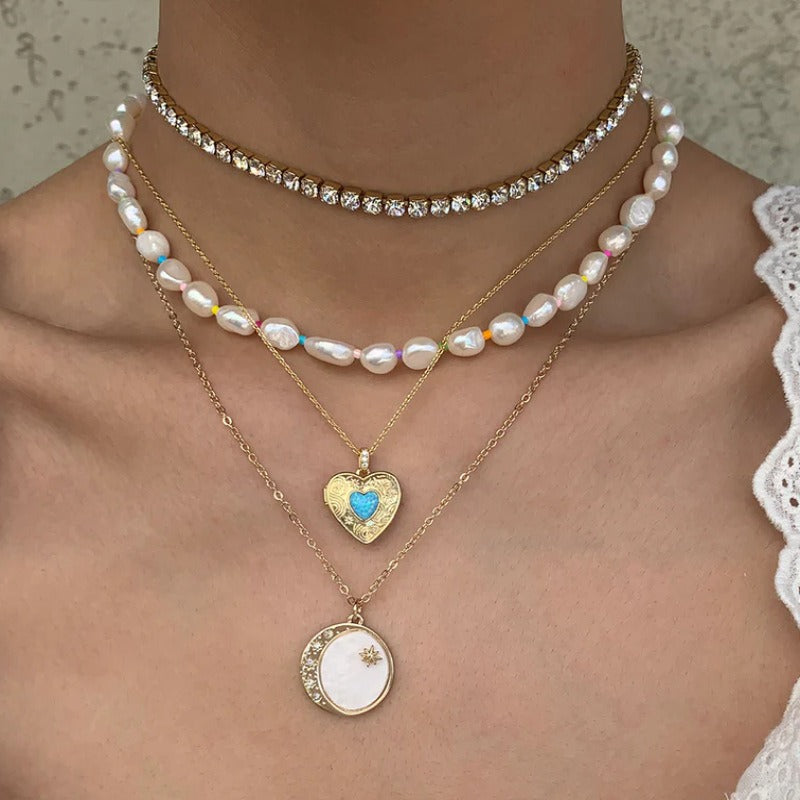 18K gold heart-shaped/book-shaped necklace with texture and openable design, trendy and unique