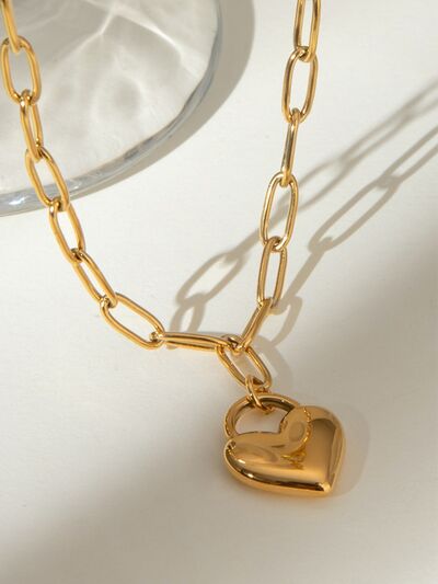 18K Gold-Plated Stainless Steel Heart Pendant Necklace Heart Pendant Jewelry