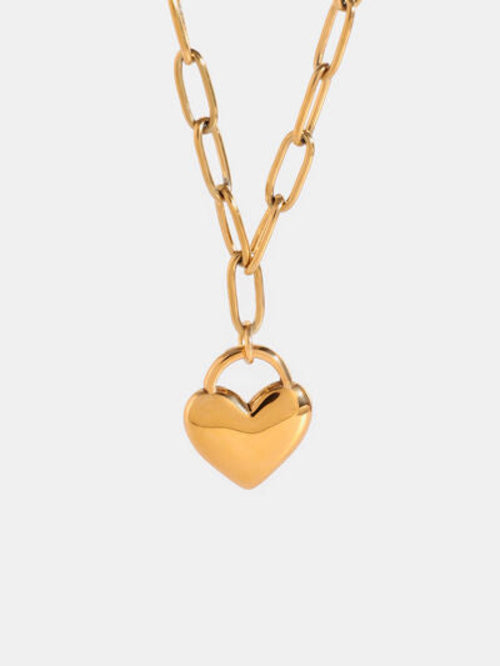 18K Gold-Plated Stainless Steel Heart Pendant Necklace Heart Pendant Jewelry