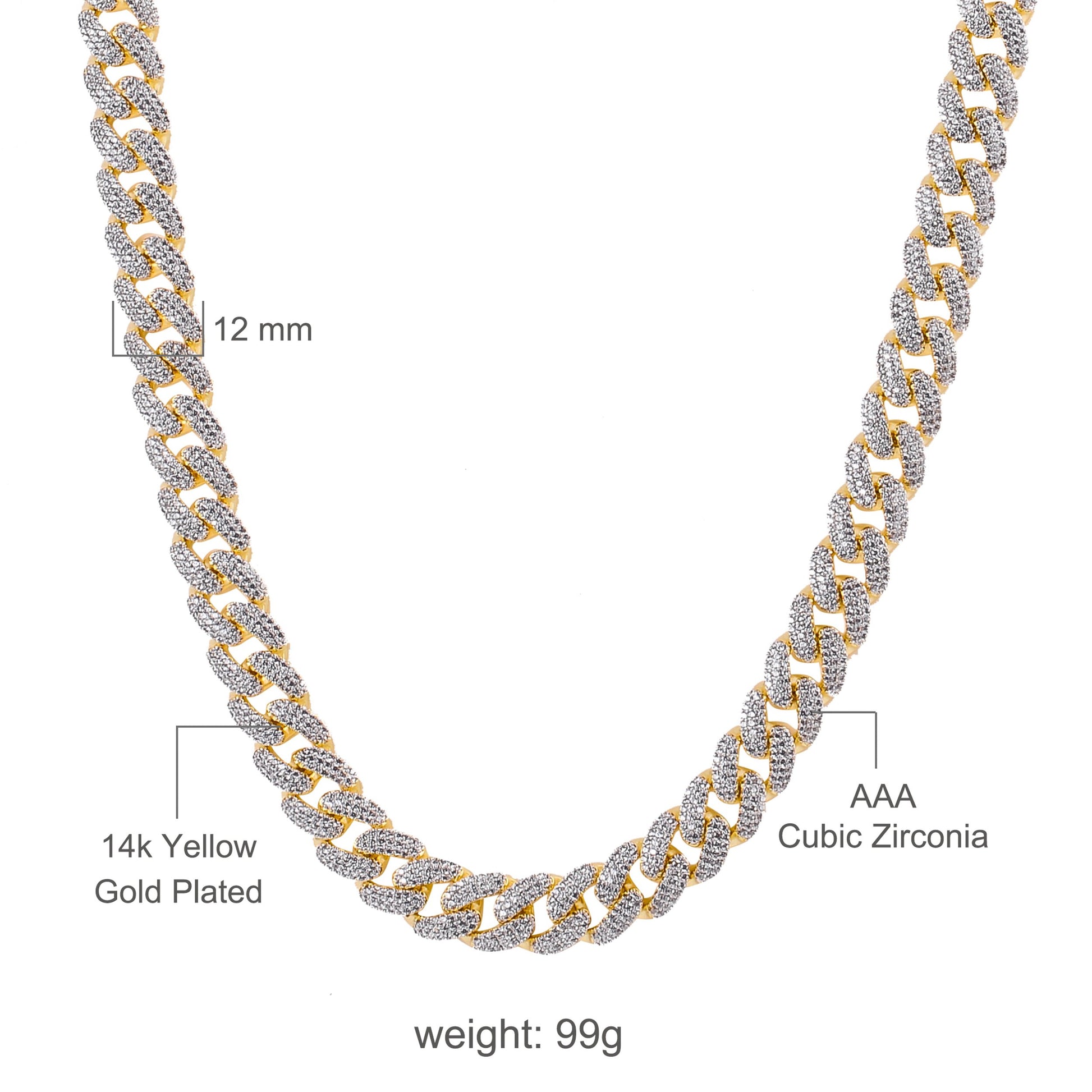 COLT 12MM Cuban Chain | 961752 - Luxurious Cubic Zirconia-Studded Jewelry