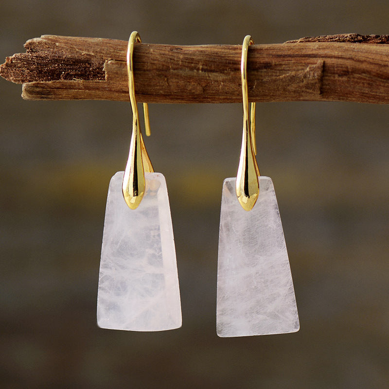 Bohemian Geometric Pendant Earrings Natural Stone Ornament Jewelry