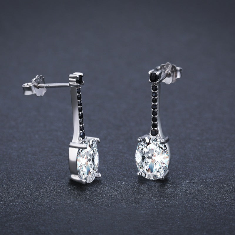 All-match Oval Zircon 925 Silver plated Earrings