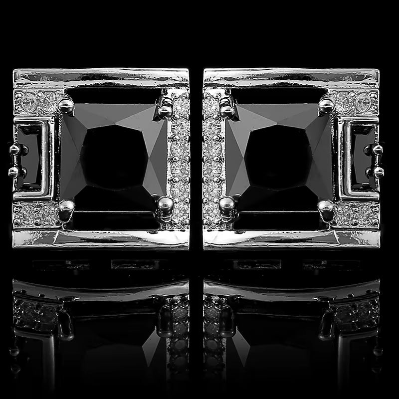 Tough Square Zircon Stone Cufflinks for Man Luxury Shirt Suit Cufflinks Black Stone Cufflinks Gift Accesories for Man