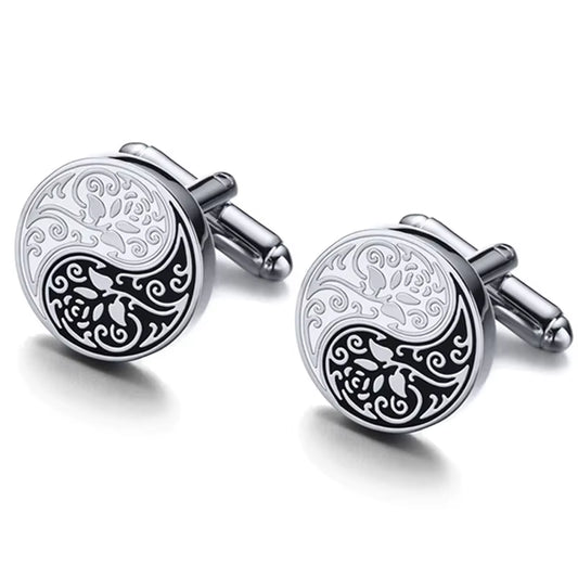 Shirt Cufflinks for Mens Chinese Style Tai Chi Kung Fu Gossip Rose Cuff Links Buttons Suit Wedding Custom Clothing Accessories