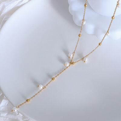 Stunning 18K Gold-Plated Pearl Drop Necklace for Chic Style
