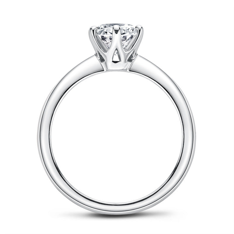 Moissanite Ring Classic Six Prongs 1 Carat 925 Sterling Silver