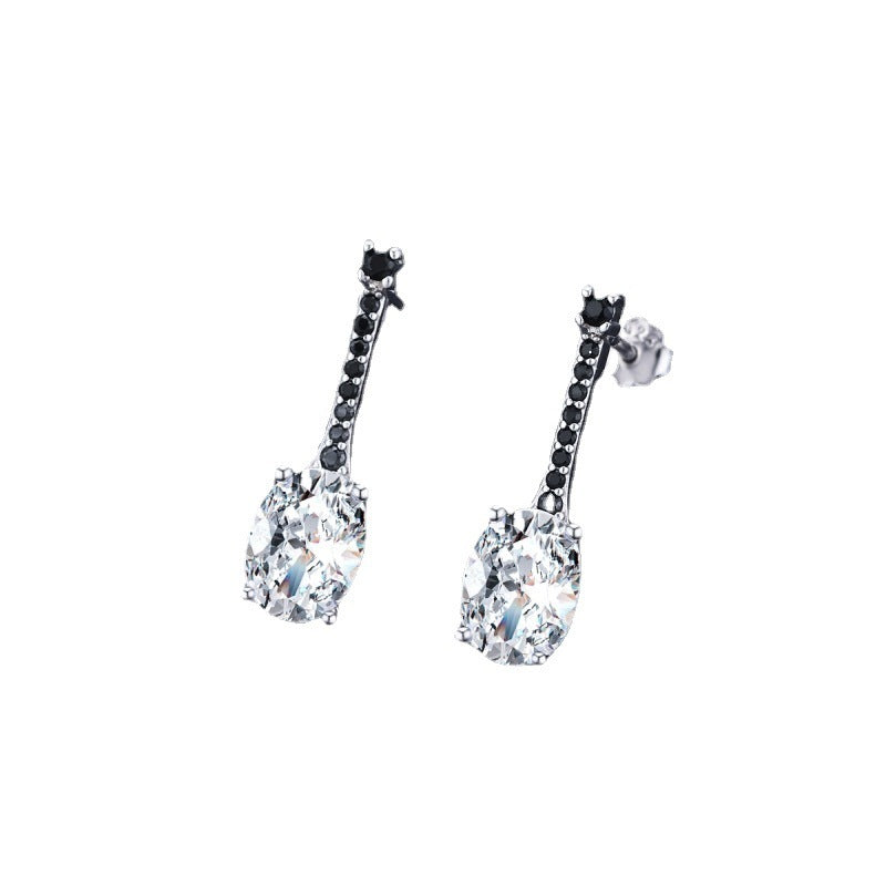 All-match Oval Zircon 925 Silver plated Earrings
