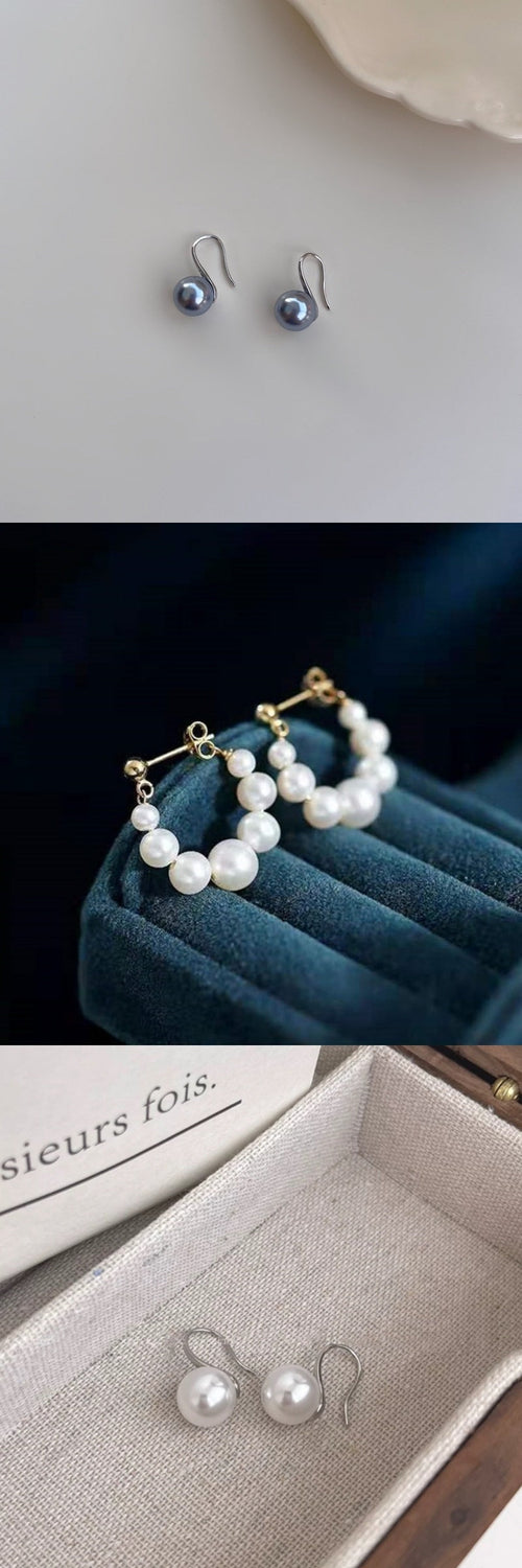Silver Needle Japanese And Korean Pearl Earrings Non-piercing