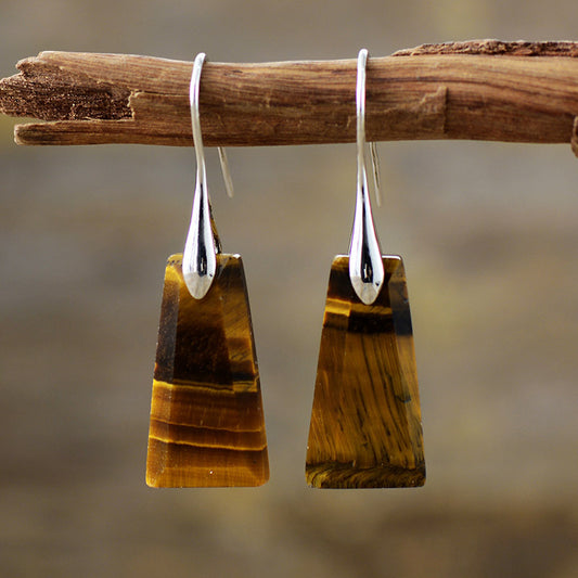 Bohemian Geometric Pendant Earrings Natural Stone Ornament Jewelry