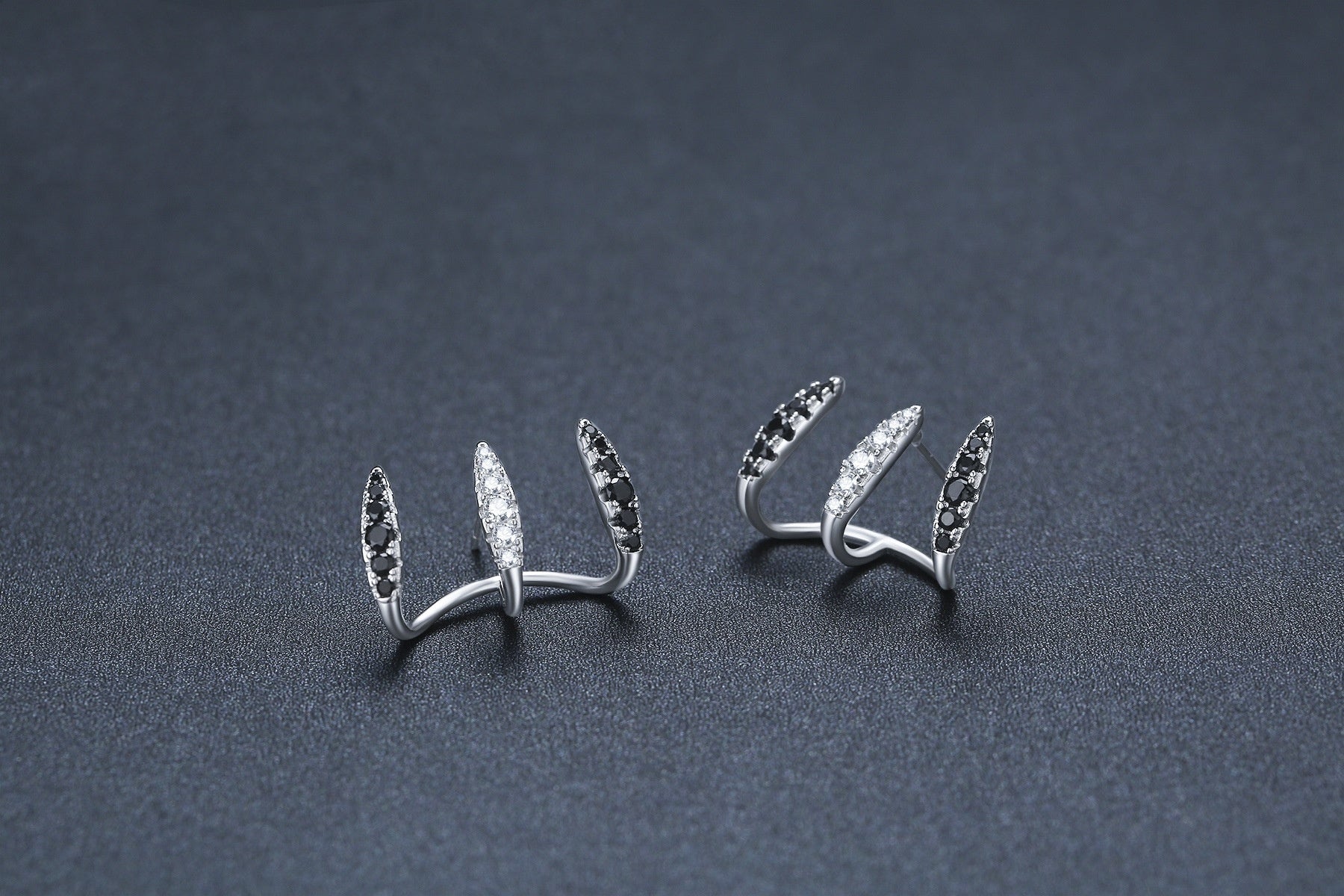 Three-claw Ear Clip 925 Silver Simple Zircon Earrings