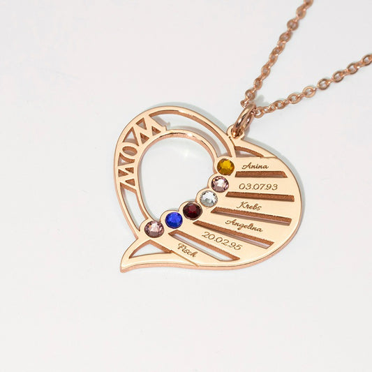 Hollow heart inlaid gemstone with customizable name design light luxury noble necklace
